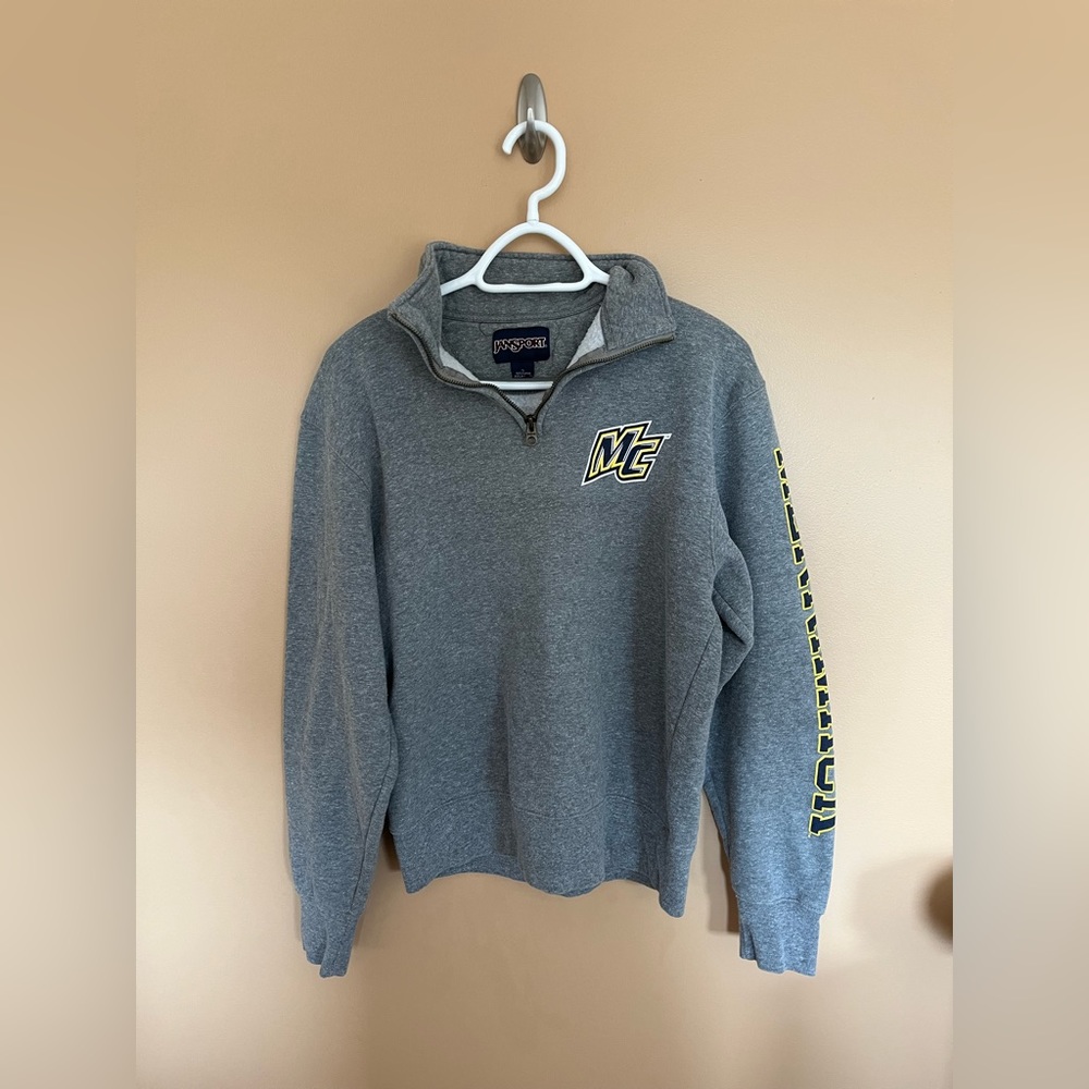 Size small Jansport grey Merrimack College quarter zip. Worn once.